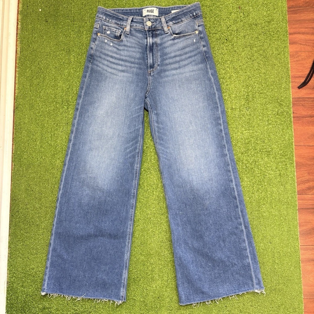 PAIGE Medium Blue Wide Leg Flare Jeans